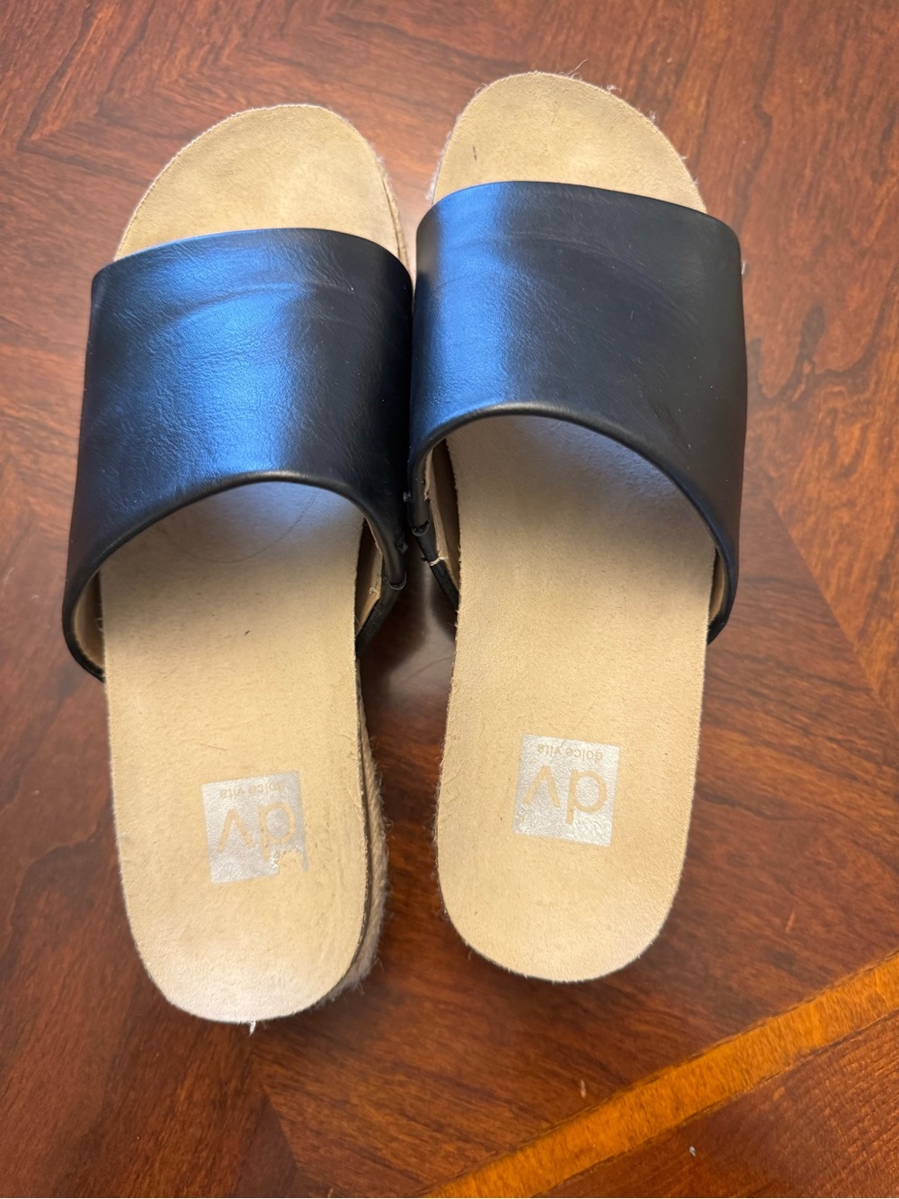 Dolce Vita Black Wide-Band Slide Sandals